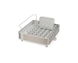 Joseph Joseph Extend Steel Expandable Dish Drying Rack with Removable Cutlery Holder Swivel Draining Spout, Stainless Steel