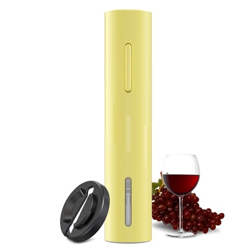 COKUNST Wine Bottle Opener with Foil Cutter, Battery Operated Automatic Corkscrew for Kitchen Party Home Wedding Yellow
