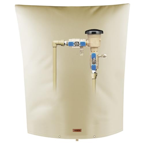 TOHONFOO Backflow Preventer Pipe Insulation Cover (5°F) - Irrigation Sprinkler Valve Insulated Pouch - Water Well Pump Cover - Sturdy 5 Layers for Winter Freeze Protection, 28" W x 36" H, Beige