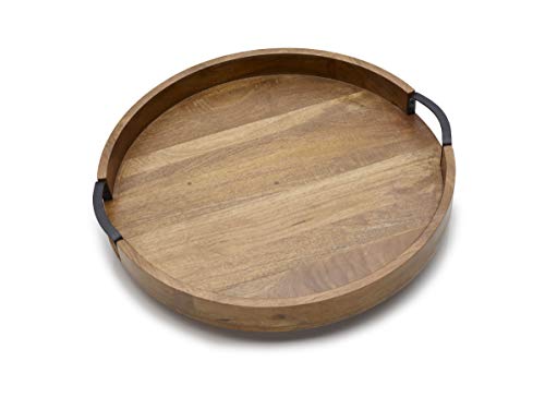 Gourmet Basics by Mikasa 5261664 Round Lazy Susan Serving Tray, 18-Inch, Mango