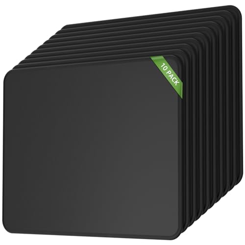 KTRIO 10 Pcs Mouse Pad, [30% Larger] Computer Mouse Pads with Stitched Edges, Black Mousepads Bulk with Non-Slip Rubber Base, Mouse Pad for Computers, Gaming & Home, 11 x 8.5inches, 3 mm Thickness