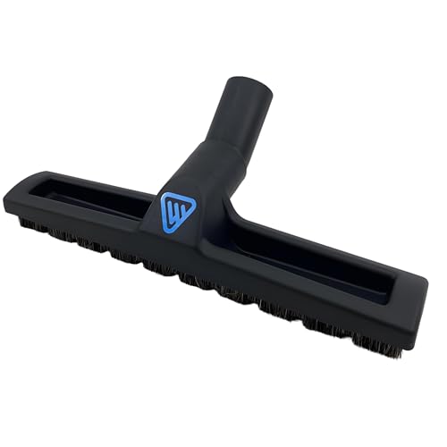 Wessel-Werk Deluxe Vacuum Floor Brush, Multi-Surface Vacuum Brush Attachment with 360° Swivel Neck, Soft Rubber Wheels, and Horse Hair Bristles Brush Nozzle (D 360-14 inch Brush, 1-1/4" (32mm) Neck)