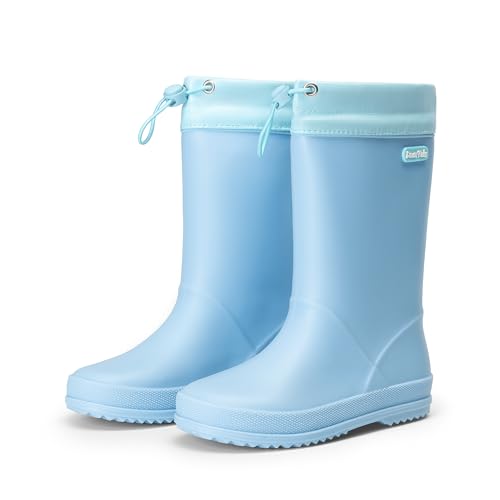 DREAM PAIRS Kids Rain Boots Boys Girls Lightweight Boots Waterproof Easy-on Outdoor Playing Rain Boot Unisex-Child,Size 4 Big Kid,Sky Blue,SDRB2401K