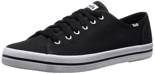 Keds Kickstart Lace Up, Sneaker Womens, Black Canvas, 8 Medium