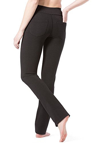 Fishers Finery Women's Ecofabric Straight Leg Yoga Pant with Pockets - New Fabric (Black, S)