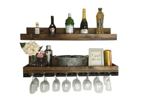 DistressedMeNot Wall Mounted Wood Wine Rack Shelves (2 Piece Set) (30 inches)