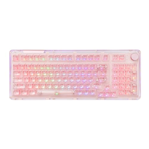 KiiBoom Phantom 98 Hot Swappable Crystal Gasket-Mounted Mechanical Keyboard, Triple Mode NKRO Gaming Keyboard with South-Facing RGB, Clear Keycaps, 8000mAh Battery for Win/Mac