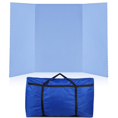 Paterr Trifold Poster Board with Storage Bag, Hook and Loop Fabric, Foldable 3 Panel Presentation Board for Science Fair and Exhibitions(Blue,72 x 36 Inch)