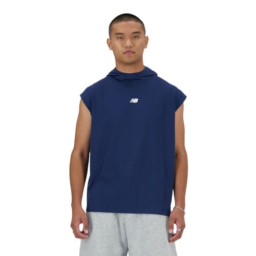 New Balance Men's BP Sleeveless Lightweight Hoodie, Nb Navy, Large