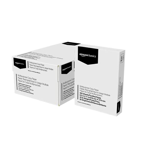 Amazon Basics Multipurpose Copy Printer Paper, 20 lb, 92 Bright, 8.5" x 11", White, 8 Reams, 4000 Sheets (500 Sheets/Ream)