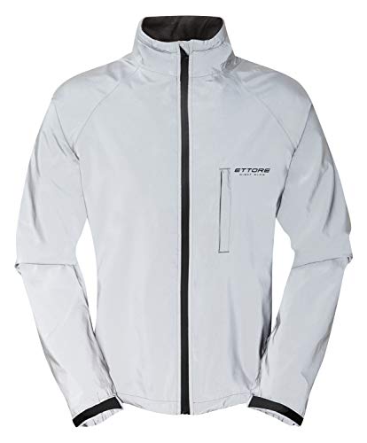 Ettore Mens Cycling Jacket Waterproof Breathable High Visibility Reflective Silver - Night Glow - M