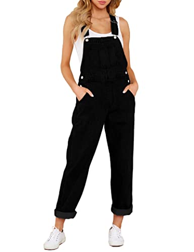 GRAPENT Jean Overalls Women Baggy Overalls Womens Bib Overalls Womans Overalls Jeans Overalls for Women Jean Jumpsuit Color Warm Onyx Black Size Medium Size 8 Size 10