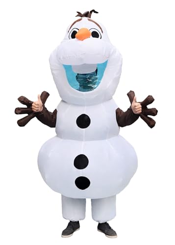 DABOUR Inflatable Olaf Costume Adult Size Men Women Blow Up Snowman Fancy Dress for Halloween Party, Large, White, DB5858