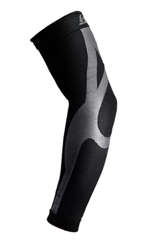 B-Driven Sports Compression Arm Sleeve for Men & Women - Medical Grade 20-30mmHg, Bicep, Forearm, Elbow Support, Lymphedema, Baseball, Basketball, Tennis, Work, Weightlifting - Black Small 1pc