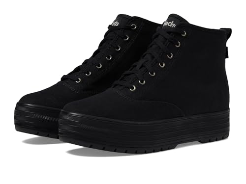 Keds The Platform Mid Lug, Boot Womens, Black/Black Canvas, 8 Medium