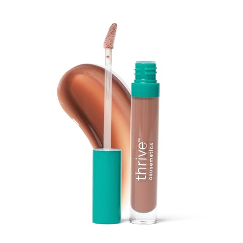 Thrive Causemetics Sheer Strength Lip Plumping Peptide Gloss, Lip Plumper with Vitamin E, Peptides, Plumps, Smooths & Hydrates Lips, High Shine, Vegan & Cruelty Free, Kackie (Mocha)
