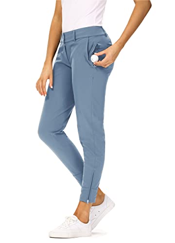 Hiverlay Womens pro Golf Pants Quick Dry Slim Lightweight Work Pants with Straight Ankle Also for Hiking or Casual Ladies，Dusty Blue-m