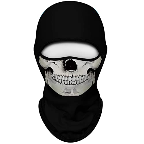 Obacle Balaclava Face Mask Men Women for Winter Cold Weather Ski Hunting (Skull White Face Black Nose)
