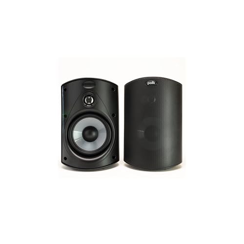 Polk Audio Atrium 4 Outdoor Speakers with Powerful Bass (Pair, Black), All-Weather Durability, Broad Sound Coverage, Speed-Lock Mounting System