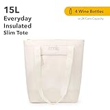 RTIC Everyday Insulated Slim Tote Cooler Bag, Waterproof for Beach, Grocery, Shopping, Camping, Picnic, Lunch, Travel, Collapsible, Fold-Flat Design, Fits 4 Wine Bottles or 24 Cans, 15L, Sand