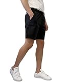 Southpole Men's Quick-Dry Water Resistant Nylon Shorts Inseam 7", Black, Large