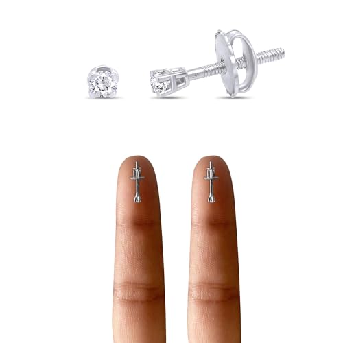 0.05cttw Very Small TINY Micro Cartilage Studs Round Natural Diamond Stud (IGI Certified 0.70 ct & up) Plus Quality Screw Back Earrings in 14k Solid White Gold, 0.04 Ctw - 2.00 Ctw