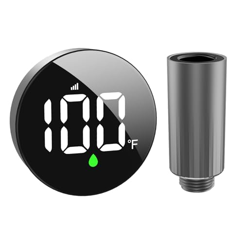 Longriver MX08 Wireless Shower Temperature Monitor for Shower Stalls, Heads & Systems | Hydro-Powered Sensor, IPX7 Waterproof Adjustable Display | Real-Time Tracking