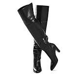 wetkiss Over the Knee Boots Black Boots for Women Thigh High Boots Wide Calf Tall Boots Long Black Boots Pointed Toe High Knee Boots Womens High Heeled Boot Chunky Block Heel Leather Boots Fall Winter