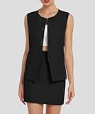 Casly Lamiit Two Piece Blazer Sets for Women Short Skort Suit Set Sleeveless Vest Dressy Summer Crew Neck Business Casual Outfits Black XL