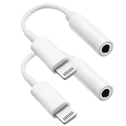 [Apple MFi Certified] 2 Pack for iPhone 3.5mm Headphones Adapter, Lightning to 3.5 mm Headphone/Earphone Jack Converter Audio Aux Dongle Compatible with iPhone 14 13 12 11 Pro XR XS Max X 8 7.