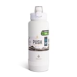 Manna Push Stainless Steel Bottle with Push-open Locking Lid and Sipping Spout - 40 Oz - White Powder Coat