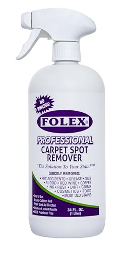 FOLEX Professional Carpet Cleaner Spray, Spot Cleaner for Carpet and Upholstery, Pet Spot Remover, 34OZ