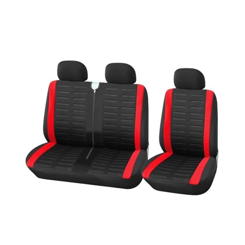 1+2 Red Seat Covers Car Seat Cover Compatible for Transporter Compatible for Renault Master 3 Compatible for Jumpy from 2008 to 2016(RED)