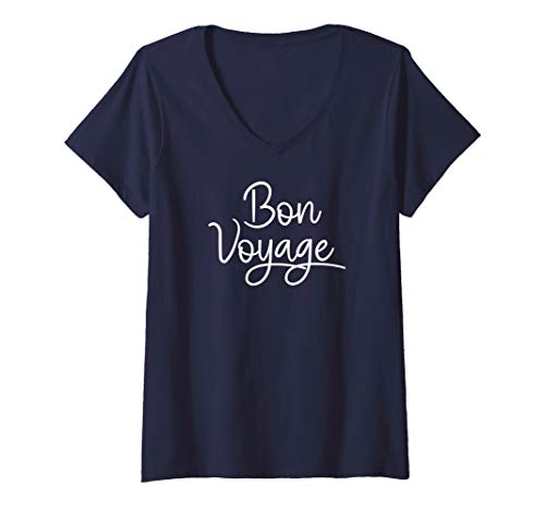 Womens Bon Voyage Script Cruise V-Neck T-Shirt