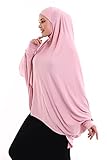 ihvan online, Women Muslim Hijab Cover, Islamic Dress Scarf, Long Salah Clothes. Prayer Hijab for Women, Pink Sleeve