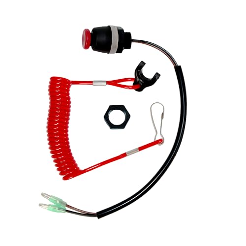 Boat Outboard Switch Engine Motor, Safety Connector Lanyard Kill Urgent Stop Button Cord Compatible for Mercury Tohatsu