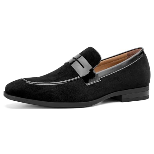 JITAI Mens Velvet Loafers Dress Shoes Loafers for Men Tuxedo Suit Shoes, Black/24, 10 US