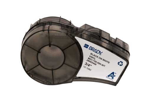 Brady M21-750-595-WT, Pack of 142797 0.75"x21' White BMP21 Series Indoor/Outdoor Vinyl Label, Pack of 6 Cartridges