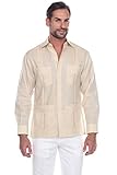 Mojito Collection Men's Guayabera Shirt Premium 100% Linen Long Sleeve White M