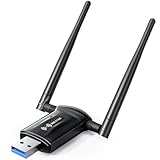 USB WiFi Adapter for Desktop PCMbps 5.8G/2.4G Wi-Fi 6 USB 3.0 Wireless Adapter with 2x5dBi Antenna WiFi Dongle for Desktop PC Laptop 802.11ax Internet Network Card for Win11/10