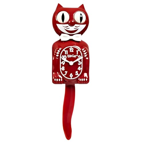 Kit-Cat Klock® Limited Edition Space Cherry Red kit - Iconic Retro Kit Cat Clock with Moving Eyes and Tail, Battery Operated Wall Clock, Made in USA, Perfect for Home Decor, Mid Century Modern Clock