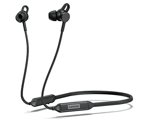 Lenovo Bluetooth in-Ear Headphones - Stereo - Wireless - Bluetooth - 32.8 ft - 32 Ohm - 20 Hz to 20 kHz - Earbud, Behind-The-Neck - Binaural - in-Ear - Omni-Directional Microphone - Black