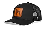 HAKA Boxer Dog Leather Trucker Hat, Boxer Hat for Men & Women, Adjustable Baseball Cap, Mesh Snapback, Shiba Hat - Black