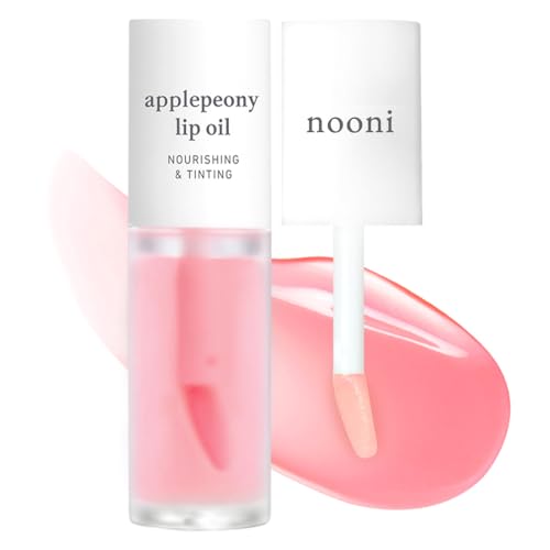 NOONI Korean Hydrating Lip Oil - Applepeony | Long-Lasting, Moisturizing, Plumping, Revitalizing for Dry Lips, Waterproof, No Peel Off, Hydrating, Nourishing Crystal Clear, 0.12 FL Oz