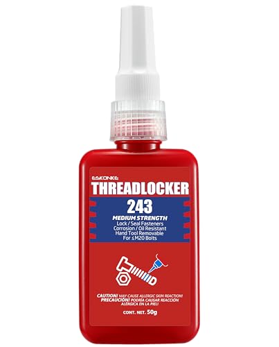 ESKONKE Thread Locker Blue 243 - Removable Threadlocker Metal Glue for Nuts, Bolts, Fasteners Medium Strength Screw Compound to Prevent Loosening & Corrosion 1.69 Oz/50 ml