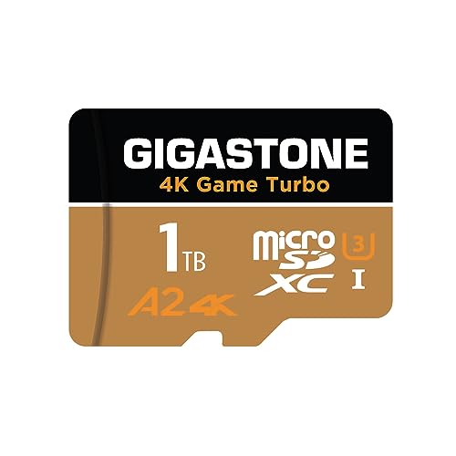 [5-Yrs Free Data Recovery] GIGASTONE 1TB Micro SD Card, 4K Game Turbo, R/W up to 160/130 MB/s, MicroSDXC Memory Card for Nintendo-Switch, GoPro, Action Camera, DJI, UHD Video UHS-I U3 A2 4K C10