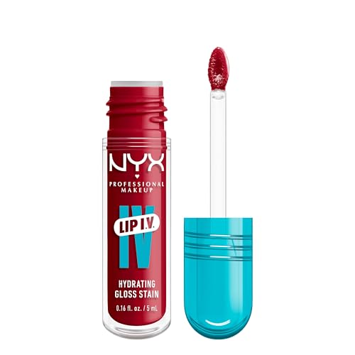 NYX PROFESSIONAL MAKEUP Lip IV Hydrating Gloss Serum, Lip Stain with 12HR Hydration - Red-y Set Wet (Red Lip Gloss)