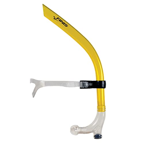 FINIS Original Swimmer’s Snorkel - Center-Mount Design - For Swim Training - Adjustable Fit - Purge Valve - Yellow - Adult