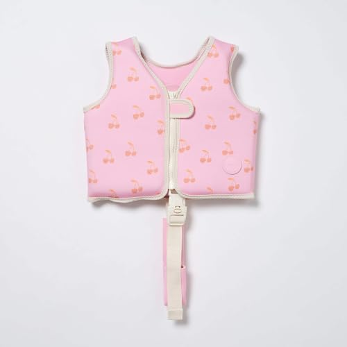 SUNNYLiFE Swim Vest - Constructed with Neoprene Plus a Secure Front Zip and Develop Water Confidence. | Toddler Swim Vest (Cotton Candy | Cherry, 3-6)