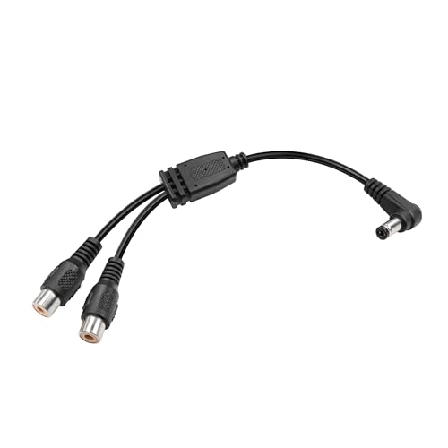 PNGKNYOCN Short DC Power Splitter Right Angle 5.5mm x 2.1mm Male to Double RCA Female Cable, for Car Mounted Dual Screen DC Adapter Power Cable